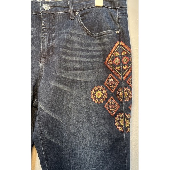 Vintage America Blues Jeans Women's Size 12/31 Bestie Embroidered Boho Aztec - Picture 3 of 14